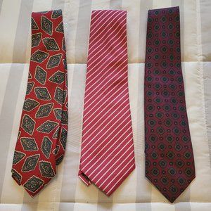 Classic Silk Men's ties - Dior / Abercrombie / Armani - lot of 3 - red shades